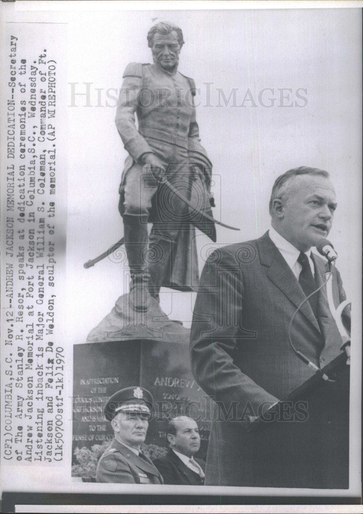 1970 Press Photo Andrew Jackson memorial dedication fort jackson Columbia, SC - Historic Images