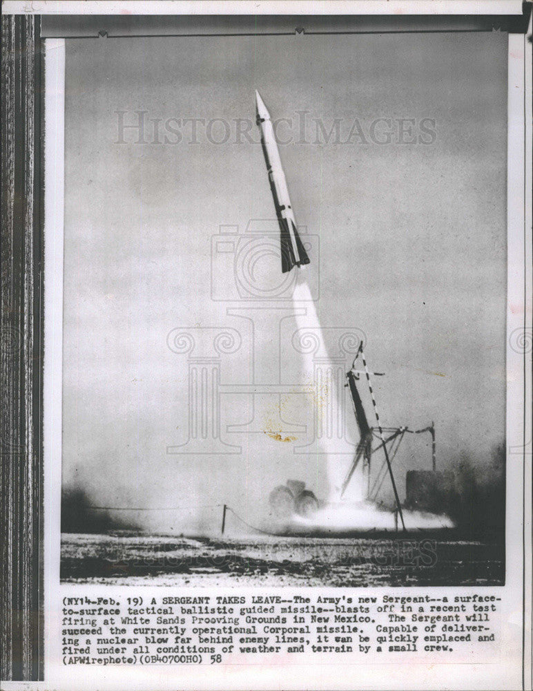 1958 Press Photo sergeant Tactile ballistic guided missile - Historic Images