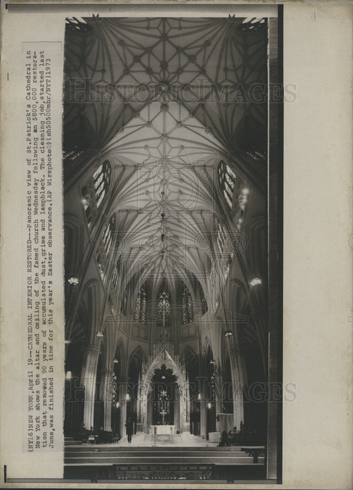 1973 Press Photo St Patrick&#39;s Cathedral Interior Altar And Ceiling New York - Historic Images