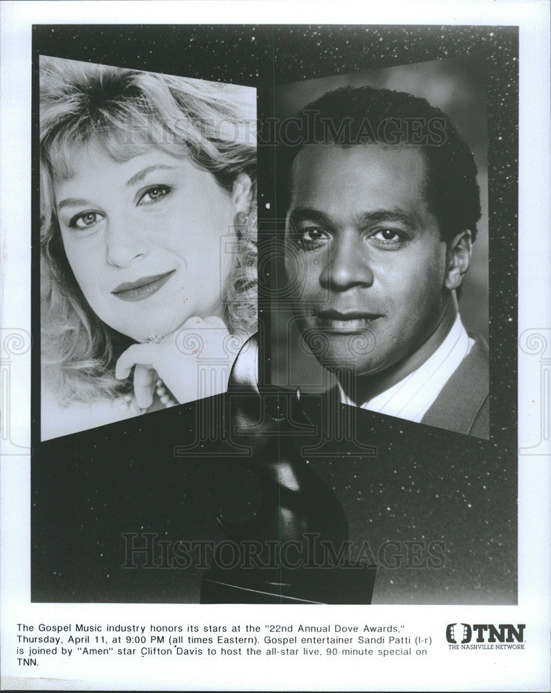 Press Photo Gospel Music 22nd Annual Dove Awards Host Clifton Davis Sandi Patt - Historic Images