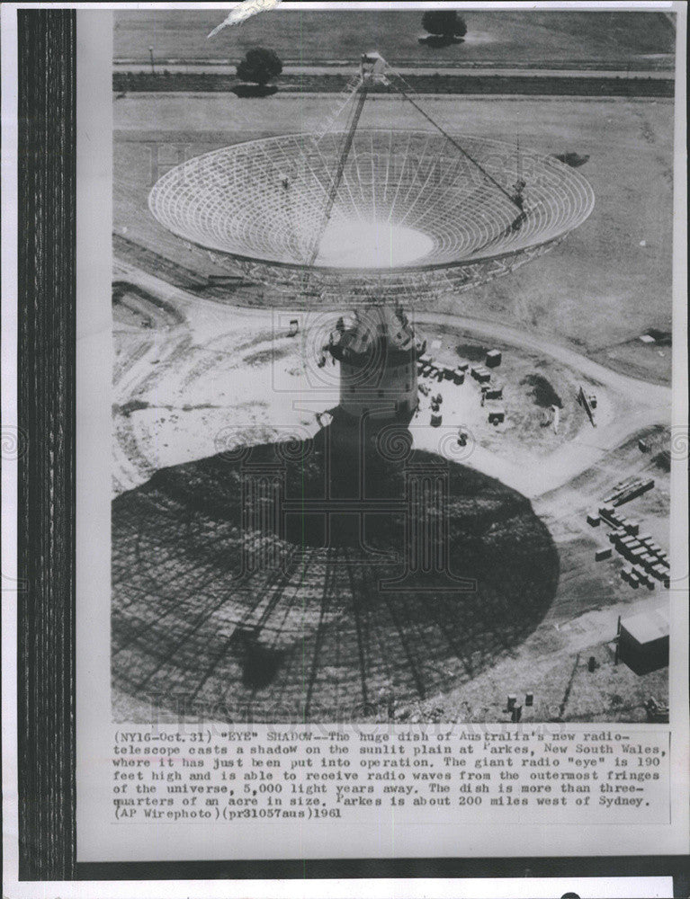 1961 Press Photo Australian Radio Telescope, Parkes, New South Wales - Historic Images