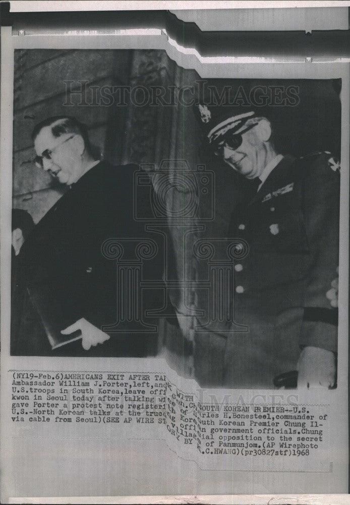 1968 Press Photo US Ambassadr William Porter UN Commandr Charlels Bonesteel III - Historic Images