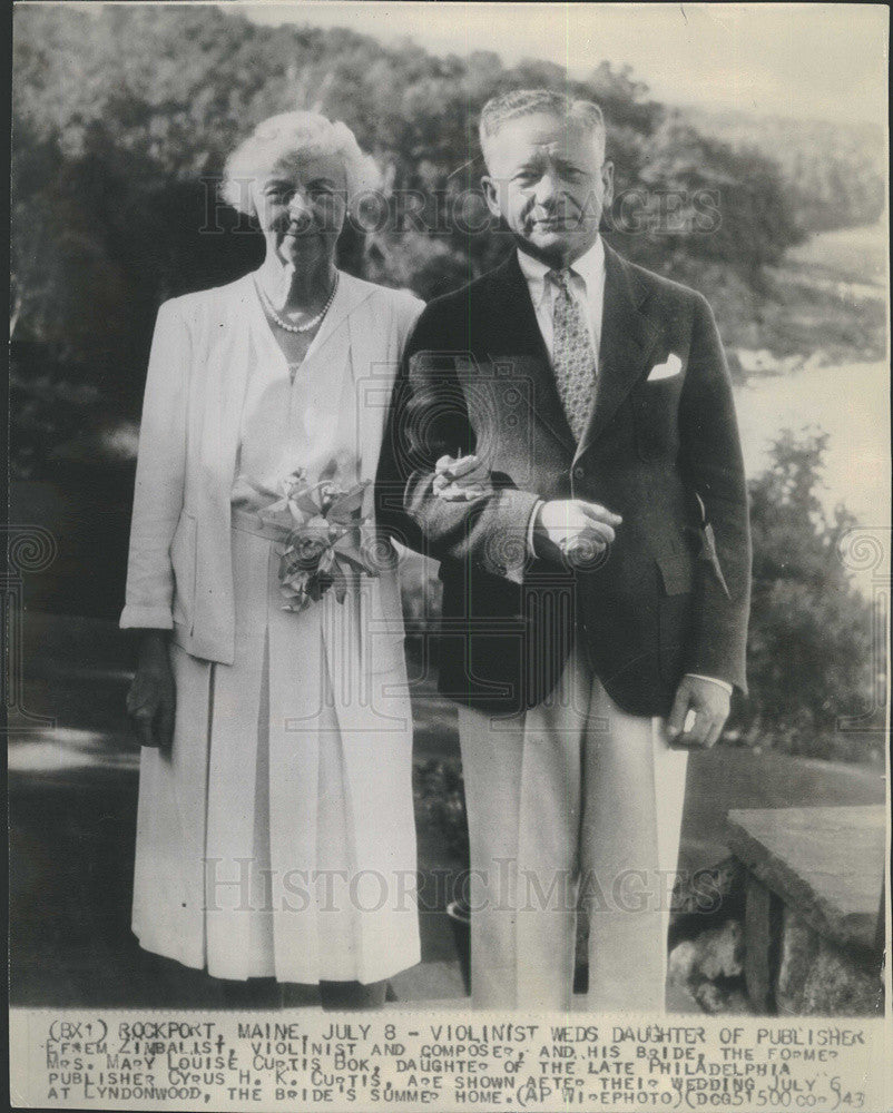 1943 Press Photo Efrem Zimbalist, violinist weds Mary Louise Curtis Bok. - Historic Images