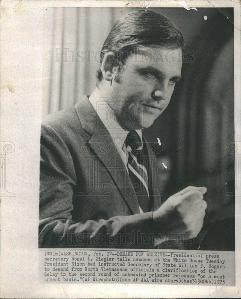 1973 Press Photo Ronald L Ziegler, White House Press Secretary - Historic Images