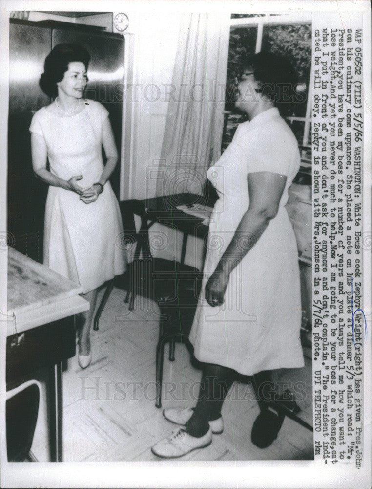 1966 Press Photo white House cook Zephyr Wright - Historic Images