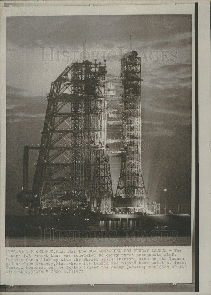 1973 Press Photo Saturn 1-B rocket ready to launch for Skylab - Historic Images