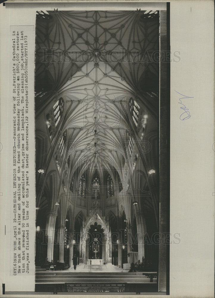 1973 Press Photo of interior of St. Patrick&#39;s Cathedral in New York after refurb - Historic Images