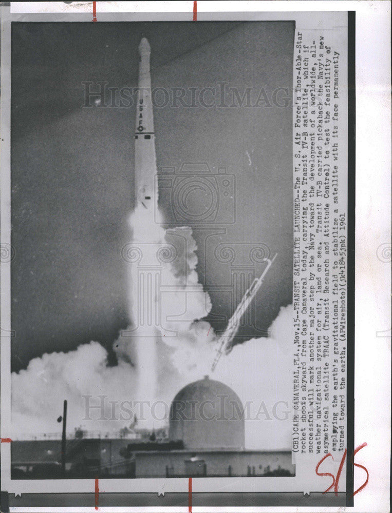 1961 Press Photo Air Force Thor-Able-Star Rocket Cape Canaveral TRAAC - Historic Images