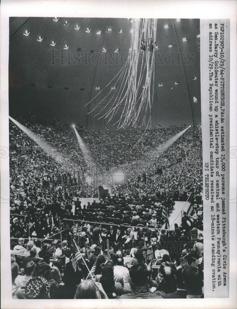 1964 Press Photo Pittsburgh Civic Arena Barry Goldwater Campaign Republican - Historic Images