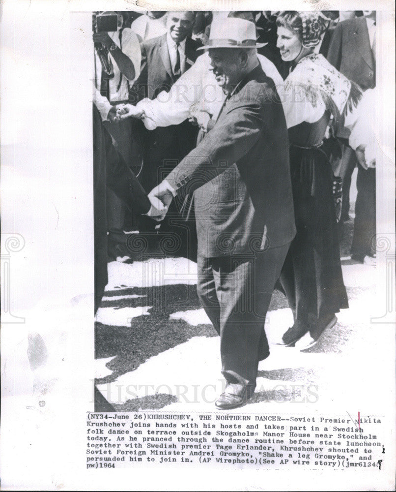 1964 Press Photo Soviet Premier Nikita Krushchev Visits Scandinavia - Historic Images