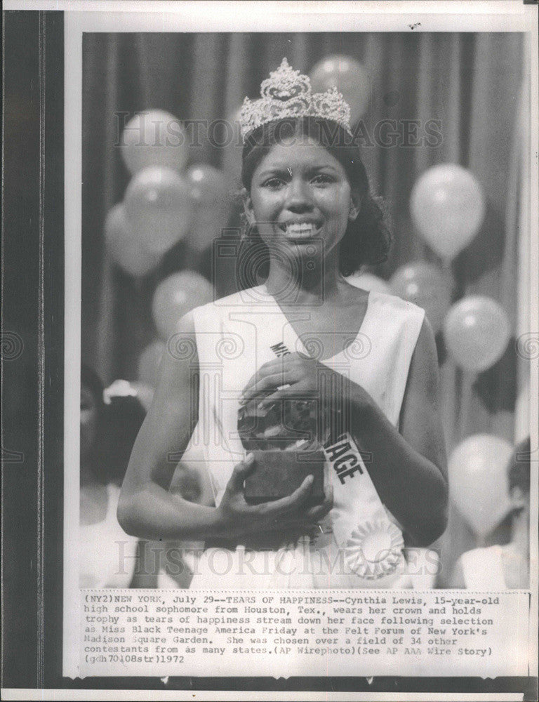 1972 Press Photo Miss Black Teenage American New York Miss Texas Cynthia Lewis - Historic Images