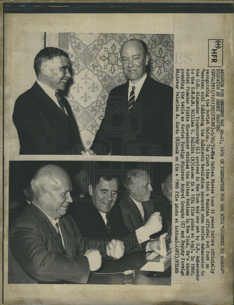 1972 Press Photo Alexander Troyanovsky, William Bullitt, Nikita Khrushchev , - Historic Images