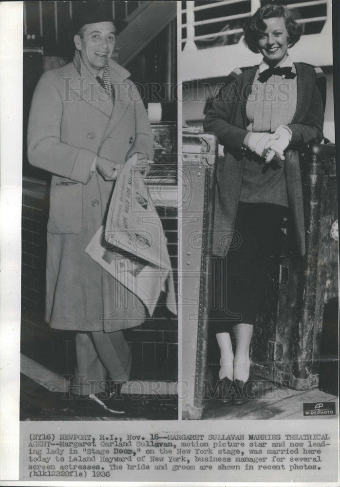 1936 Press Photo Margaret Garland Sullivan Actress Married Leland Hayward - Historic Images
