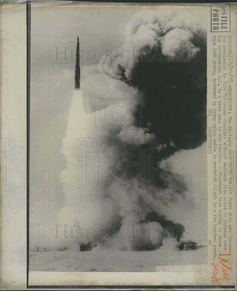 1973 Press Photo A Minuteman missle test firing - Historic Images