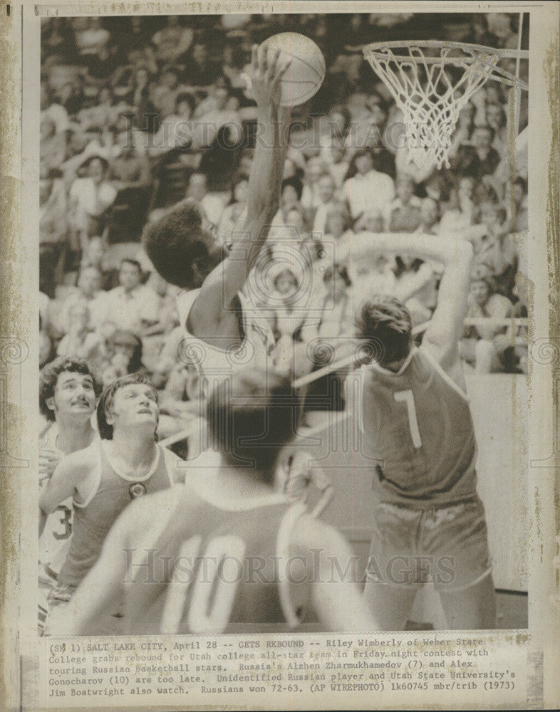 1973 Press Photo Riley Wimberly of Weber St Coll vs Utah College - Historic Images