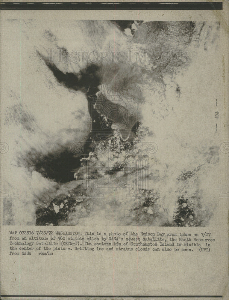 1972 Press Photo The Hudson Bay Area In A Picture Taken By New NASA Satellite - Historic Images