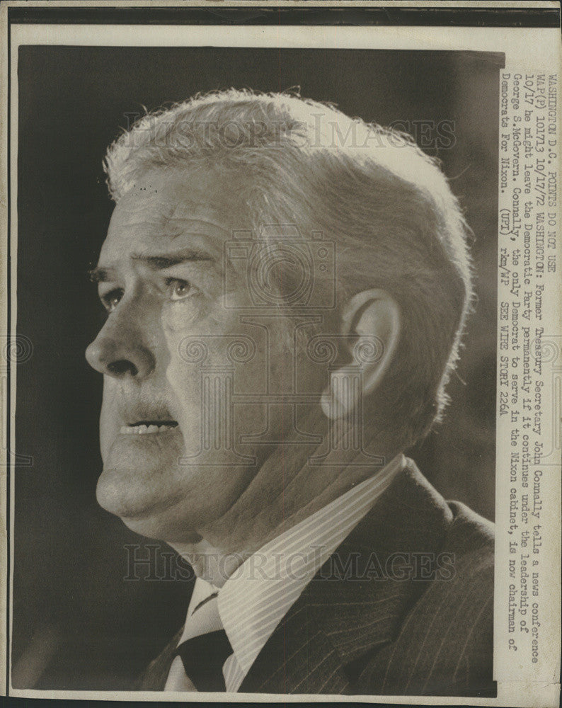 1972 Press Photo John Connally Former Treasury Secretary At Press Conference - Historic Images