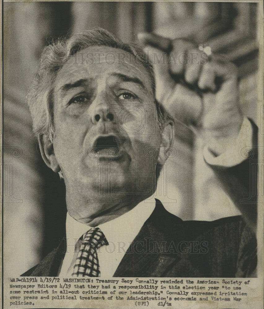 1972 Press Photo Treasury Secretary Connally American Society Newspaper Editors - Historic Images