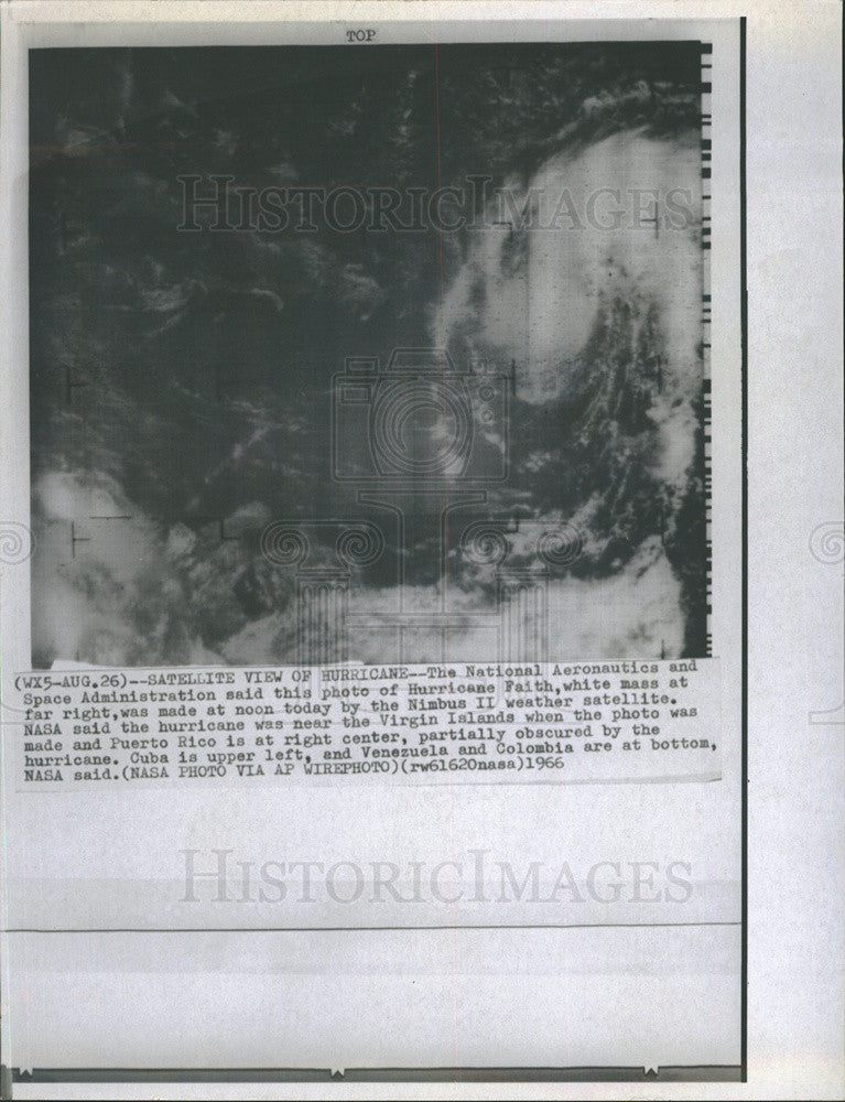 1966 Press Photo Aerial View Hurricane Faith From Nimbus II Weather Satellite - Historic Images