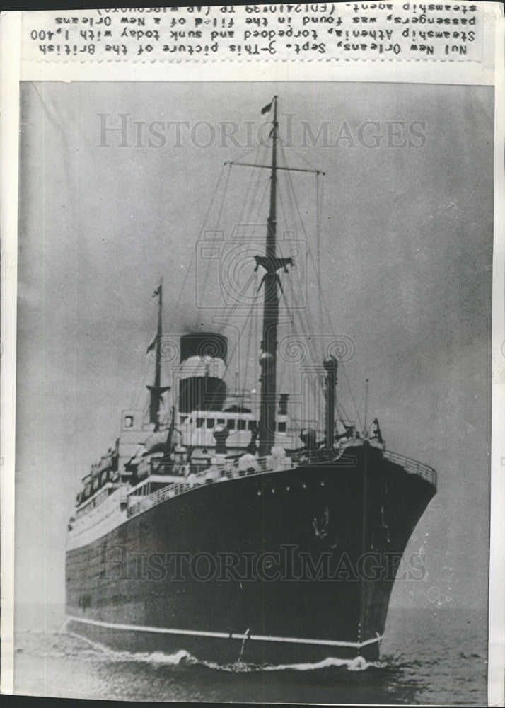 Press Photo British Steamship Athenia before it was torpedoed and sunk - Historic Images