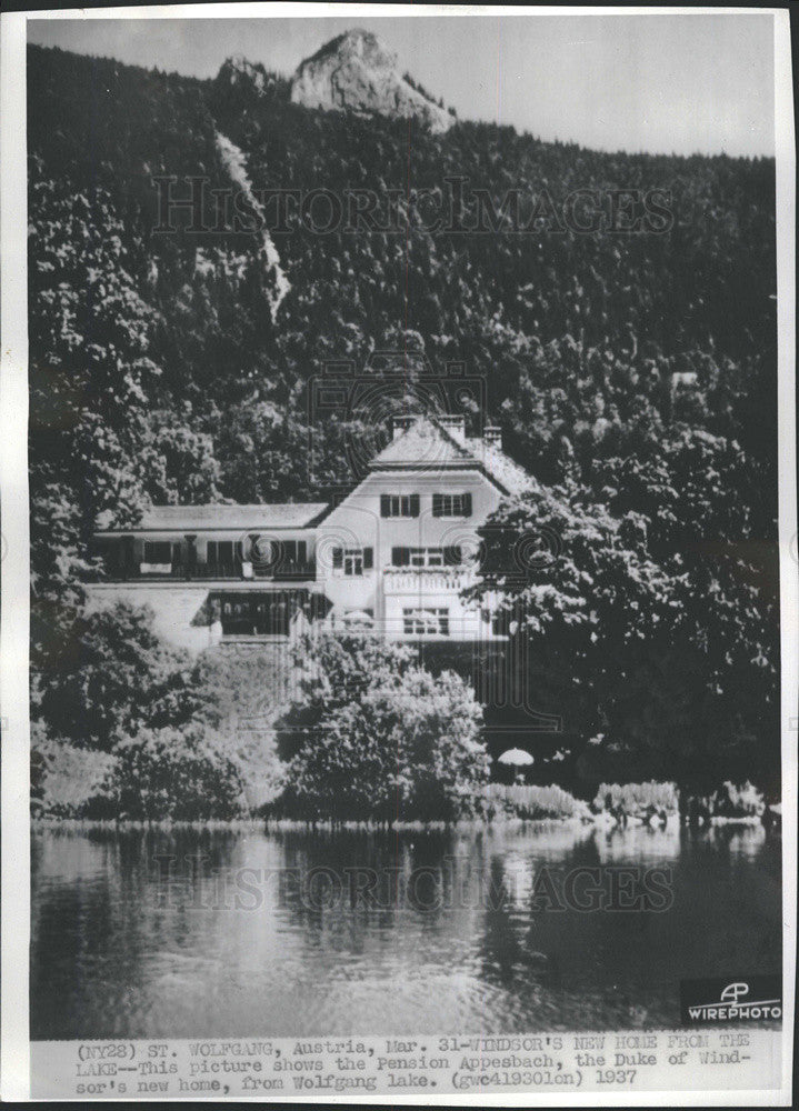 1937 Press Photo Pension Appesbach Estate Duke Of Windsor Wolfgang Lake House - Historic Images