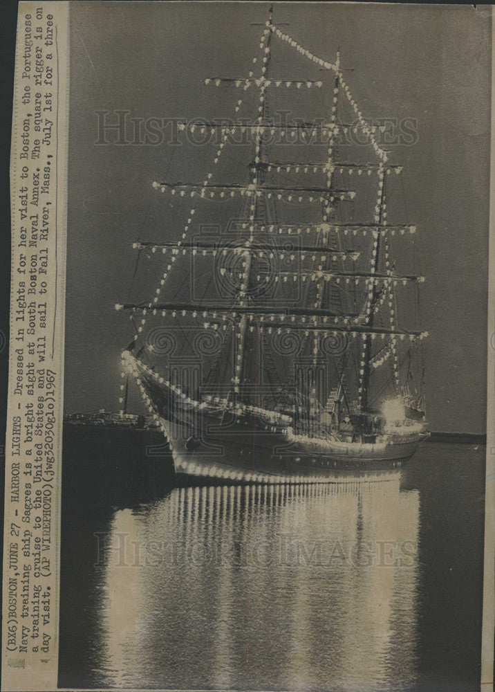 1967 Press Photo Portuguese Navy Training Ship Sagres at South Boston Annex - Historic Images