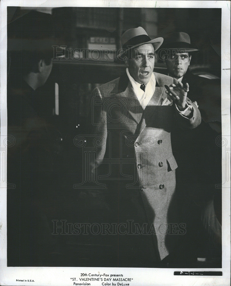 1967 Press Photo Actor Al Capone, &quot;The Valentine&#39;s Day Massacre&quot; movie. - Historic Images