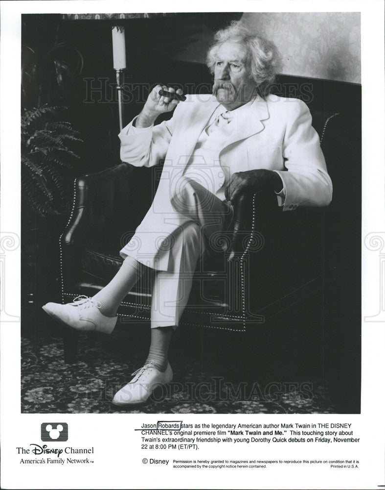 1991 Press Photo Jason Robards Stars As Legendary Author In &quot;Mark Twain And Me&quot; - Historic Images