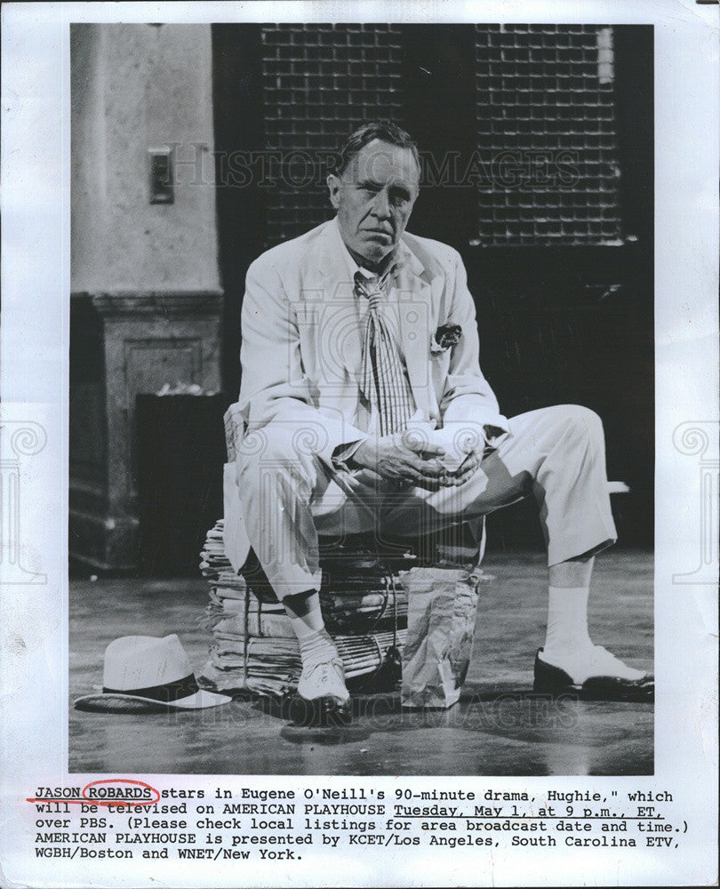 1984 Press Photo Jason Robards Stars In &quot;Hughie&quot; - Historic Images