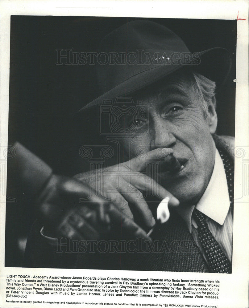 1983 Press Photo Actor Jason Robards In Movie Something Wicked This Way Comes - Historic Images