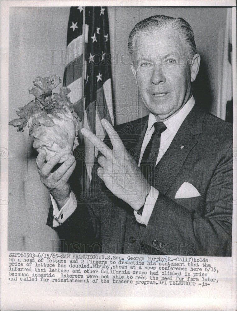 1965 Press Photo US Senator George Murphy - Historic Images