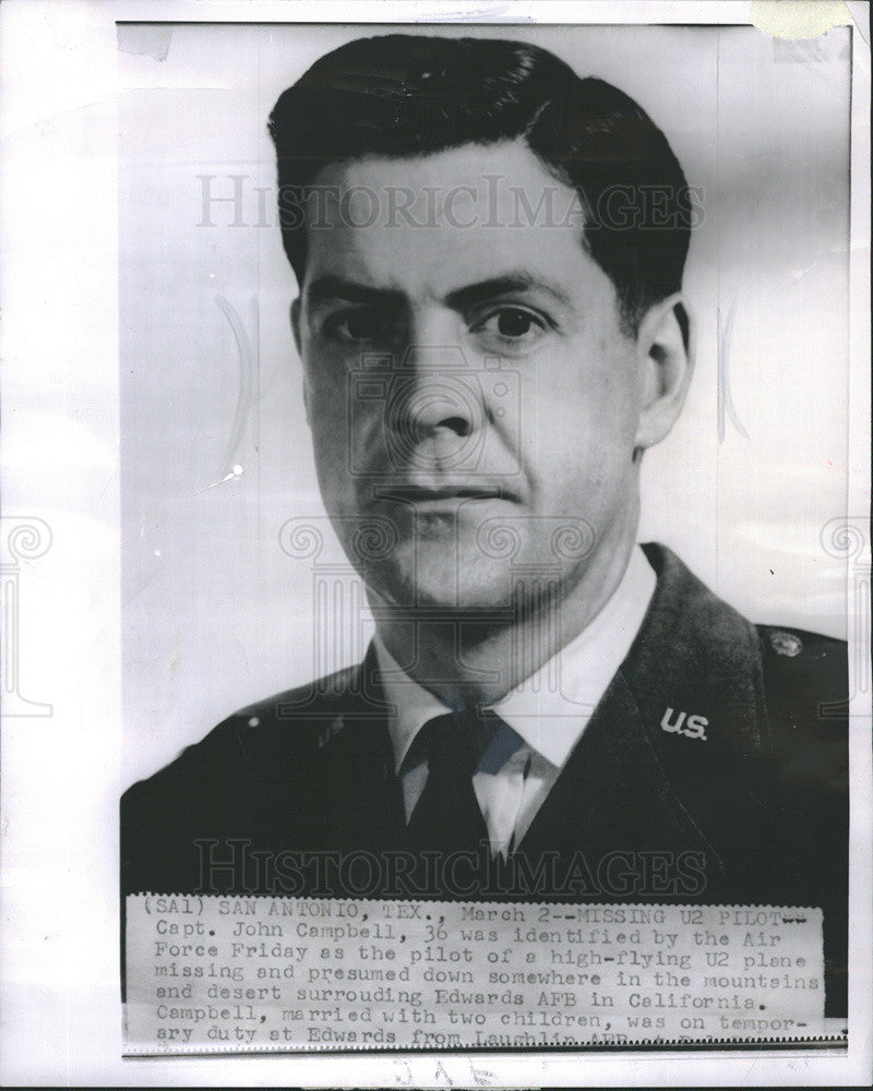 1962 Press Photo Missing Pilot Capt. John Campbell Air Force - Historic Images