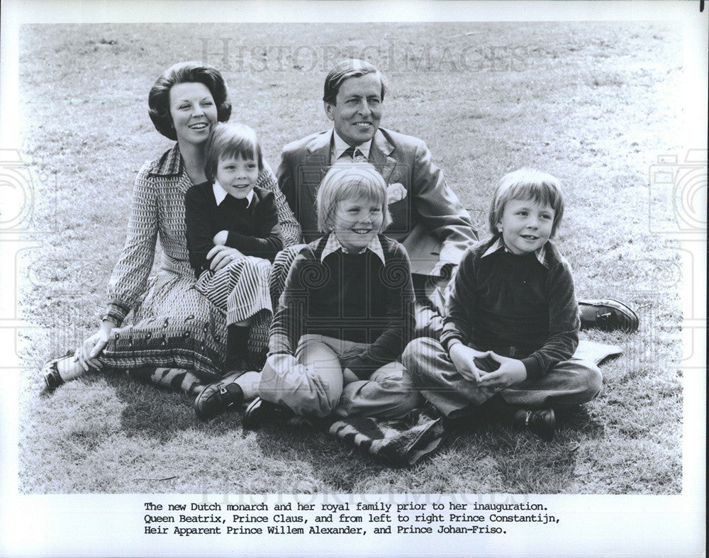 1980 Press Photo Queen Beatrix, Prince Claus &amp; Three Dutch Princes - Historic Images