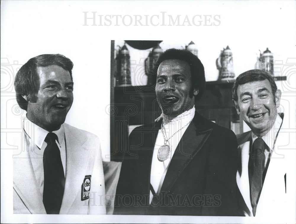 1974 Press Photo Frank Gifford, Howard Cosell and Frew Williamson - Historic Images