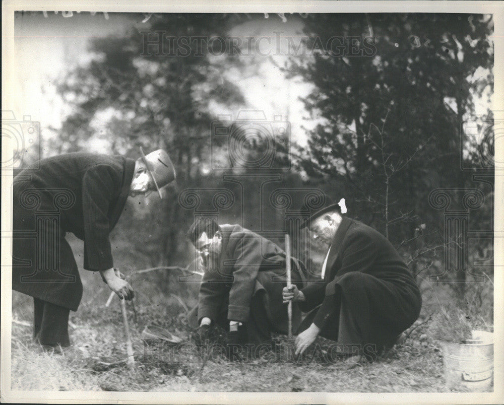 1935 Press Photo Planting Trees In Detroit H. J. Hermann, W.D. Meyer, R.G. Ewing - Historic Images