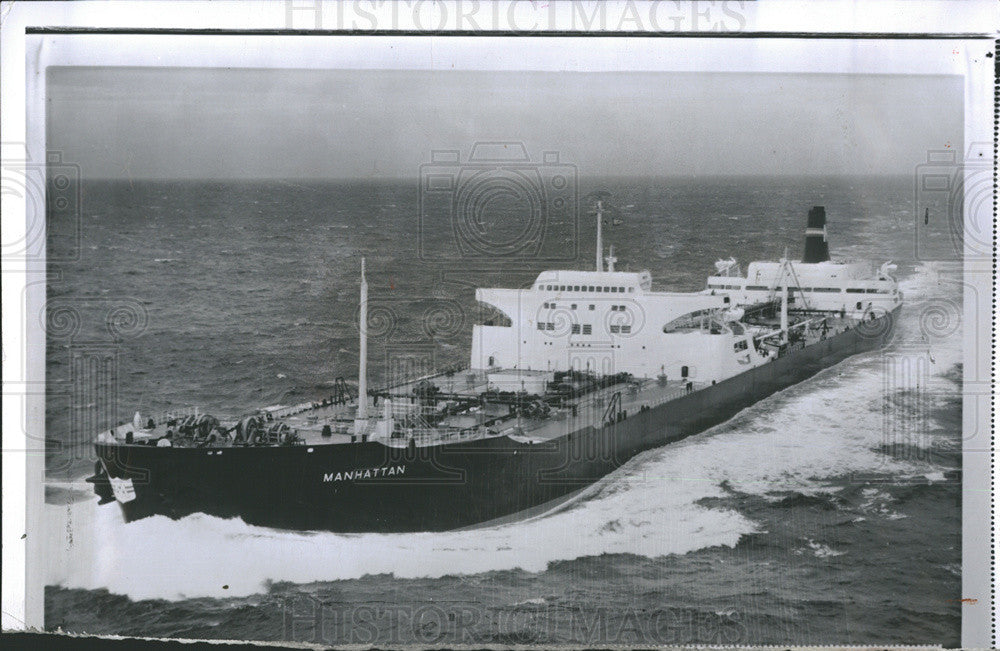 1962 Press Photo Tanker ship &quot;Manhattan&quot; at sea - Historic Images