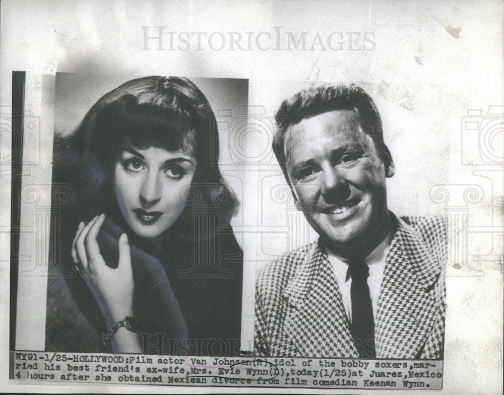 1947 Press Photo Actor Van Johnsen andMrs Evie Wynn - Historic Images