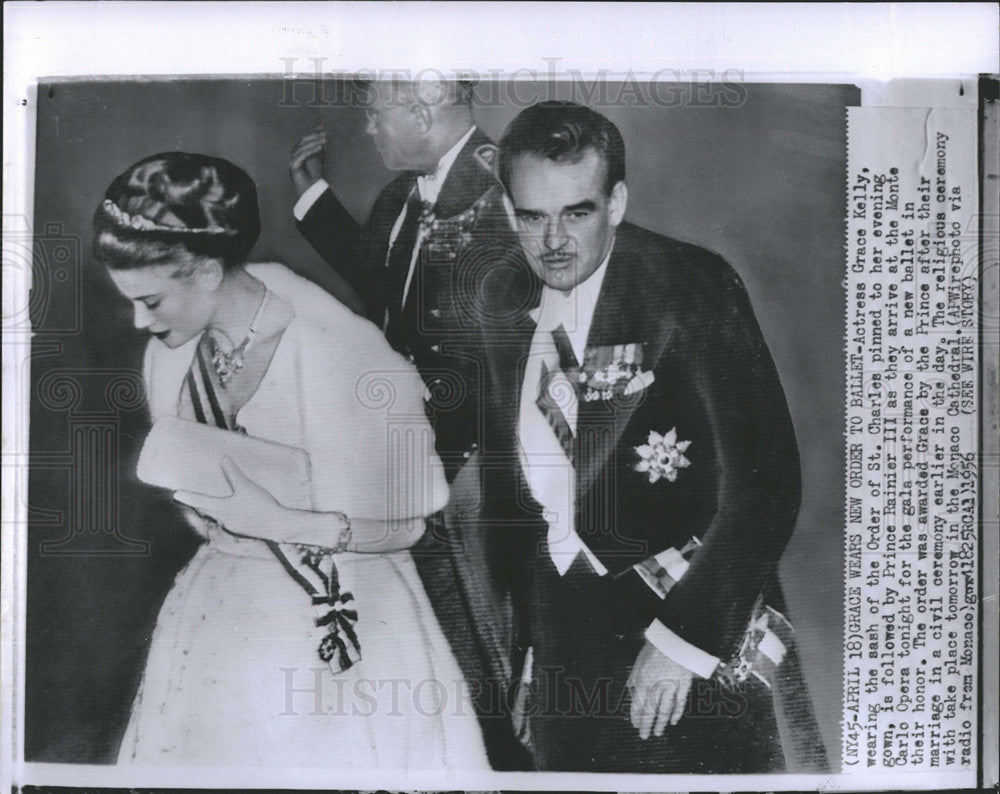 1956 Press Photo Actress Grace Kelly and Prince Ranier of Monaco - Historic Images