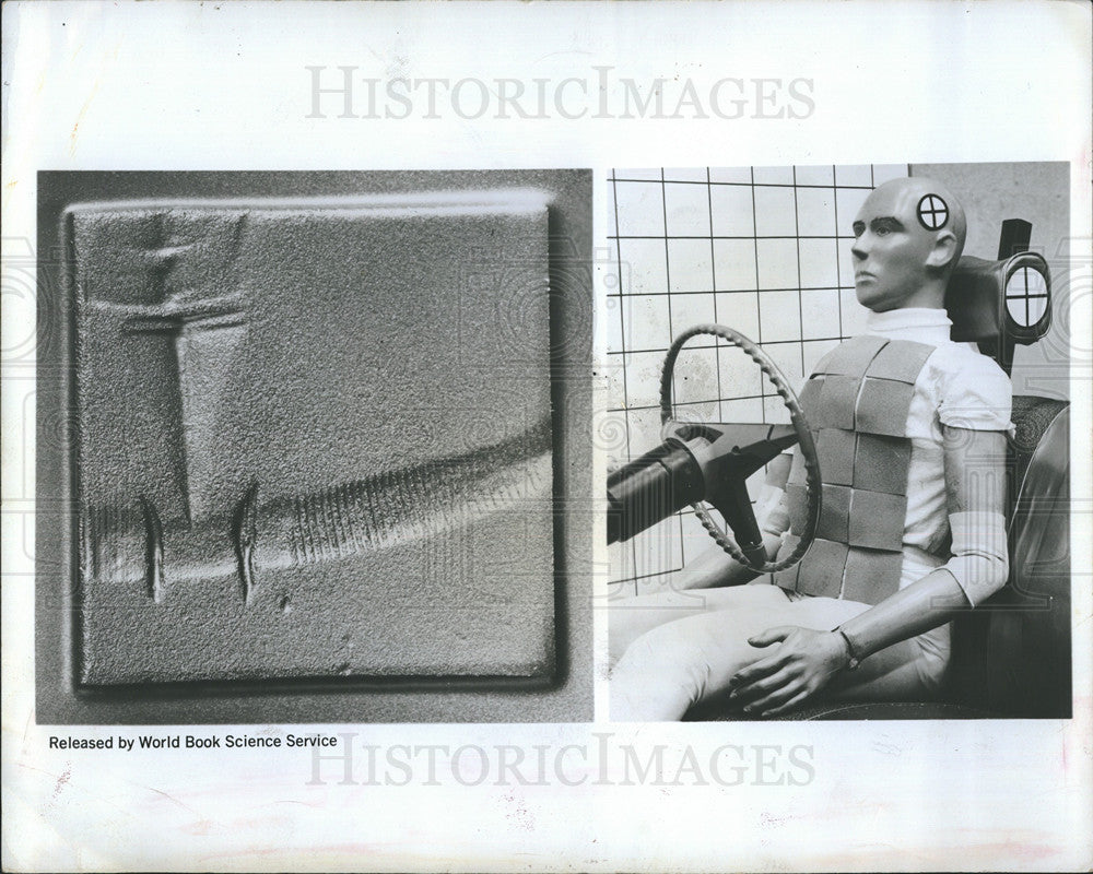 1968 Press Photo Test Dummy on Automobile Collision - Historic Images