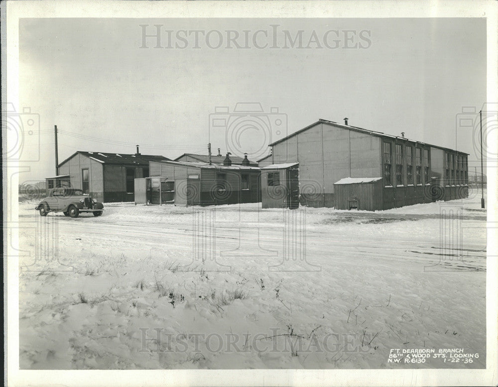 1936 Press Photo Temporary School Building Replaced by New Building 86th &amp; Wood - Historic Images