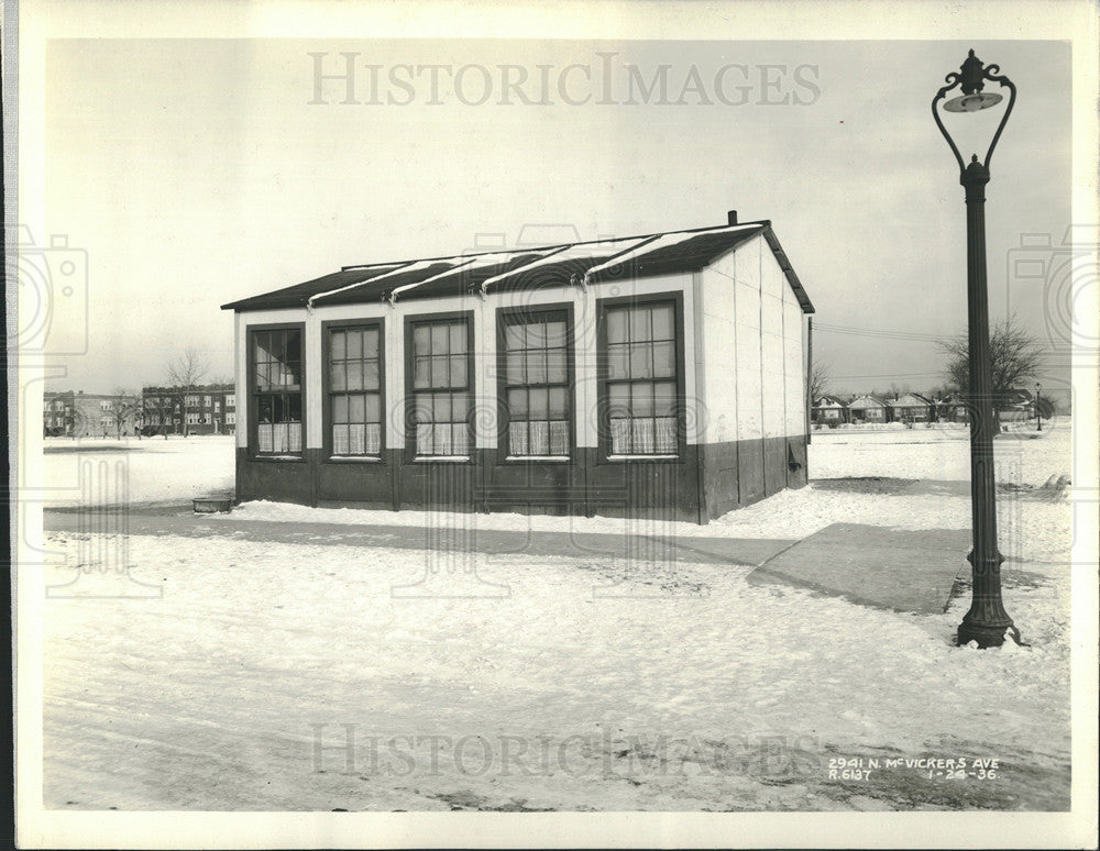 1936 Press Photo Portable School Building Replaced by Addition to Lyon Elem - Historic Images