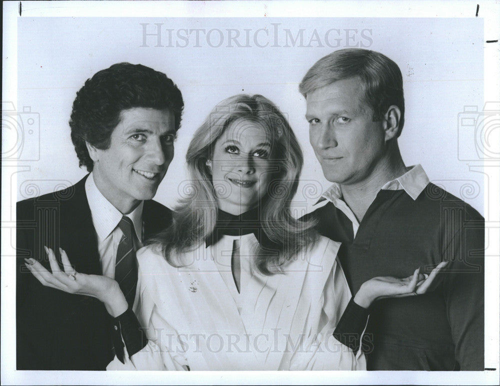 1983 Press Photo Actors Bert Convy, Carlene Watkins, Ken Howard In ABC/TV Series - Historic Images