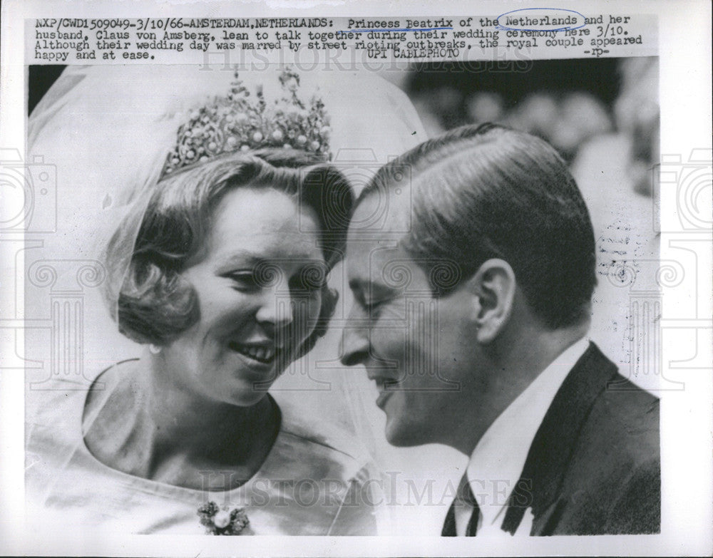 1966 Press Photo Princess Beatrix Netherlands husband Claus von Amsberg wedding - Historic Images