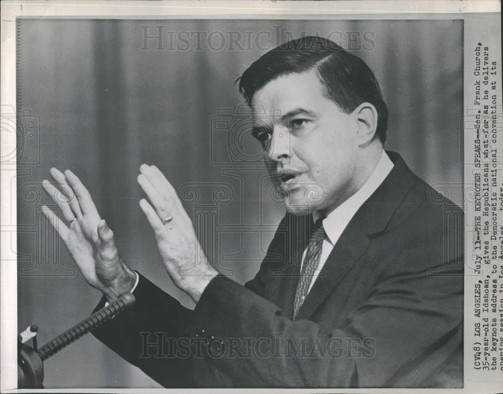 1960 Press Photo Sen Frank Church gives keynote speech at Democratic Natl Conv - Historic Images