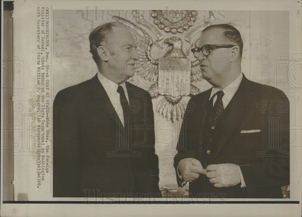 1969 Press Photo Abba Eban Foreign Minister Of Israel With Secy State Wm Rogers - Historic Images