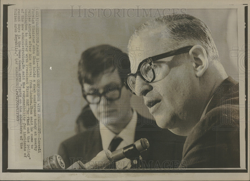 1969 Press Photo Israeli Foreign Minister Abba Eban At Washngtn Press Conference - Historic Images