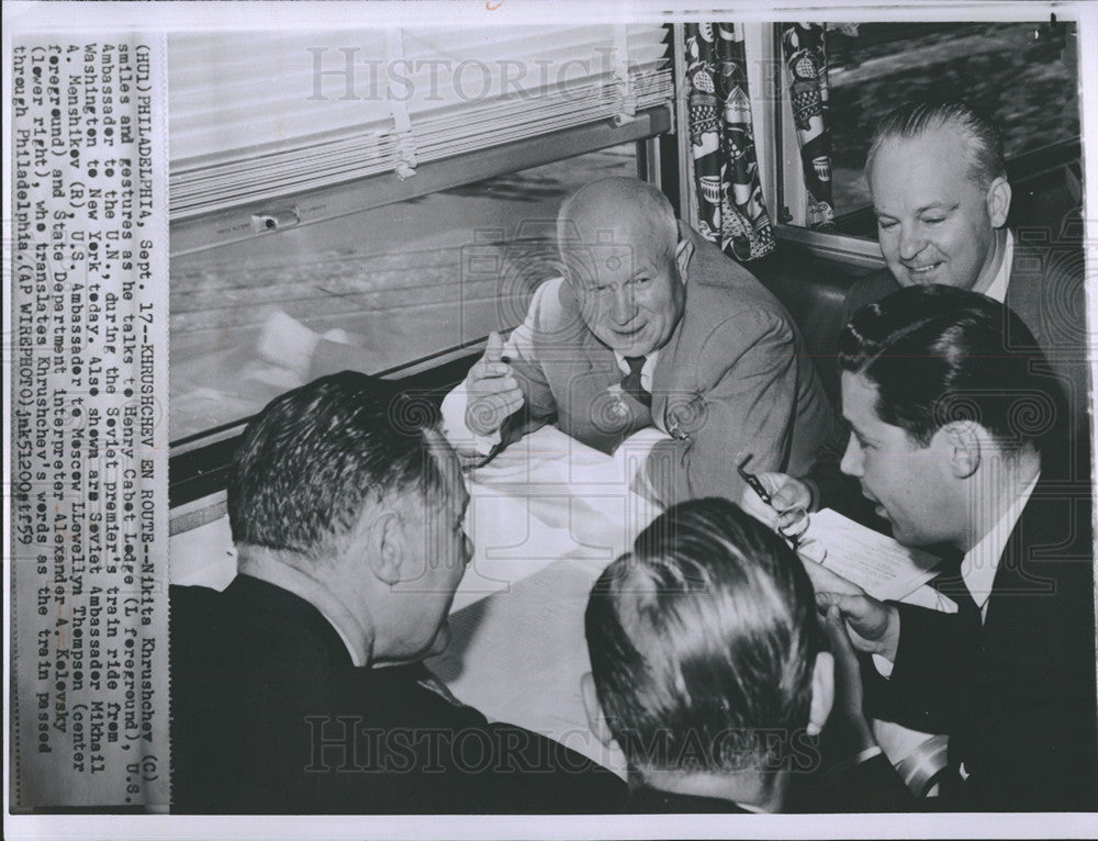 1959 Press Photo Nikita Krushchevand Henry Cabot Lodge US amb. to UN - Historic Images