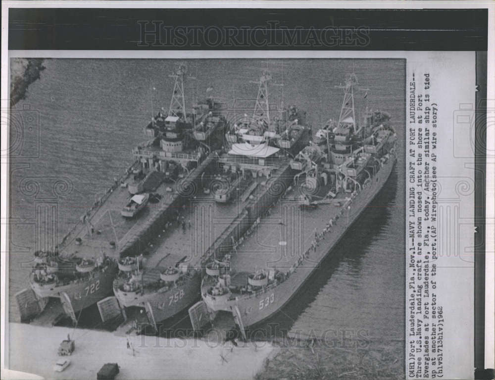 1962 Press Photo Navy Landing Craft In Ft Lauderdale-Port Evergaldes - Historic Images