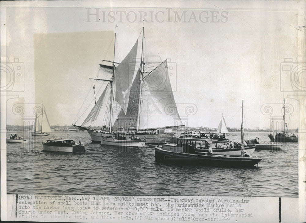 1949 Press Photo The Yankee arrives at port after an 18 month world cruise - Historic Images