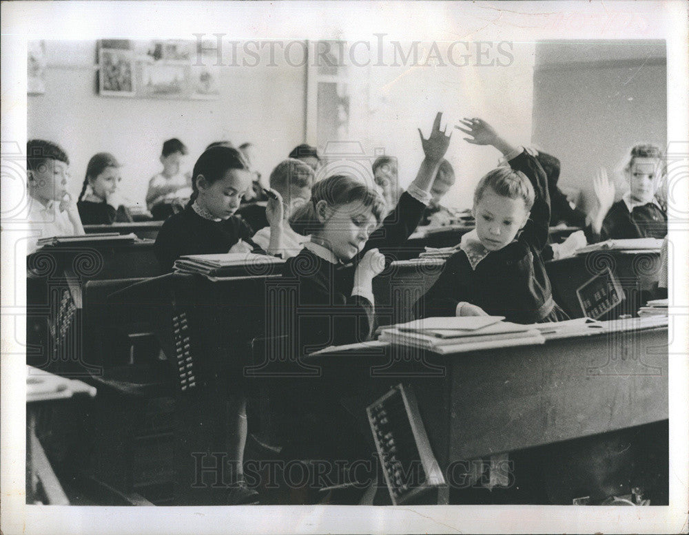 1967 Press Photo Class Moscow School Abacuses - Historic Images